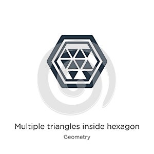 Multiple triangles inside hexagon icon vector. Trendy flat multiple triangles inside hexagon icon from geometry collection