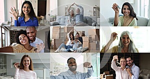 Multiple videos, collage of different people celebrate relocation day