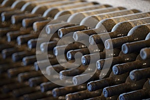 Multiple Vintage wine bottles