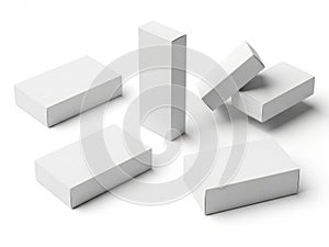 Multiple white rectangular blocks isolated on white background