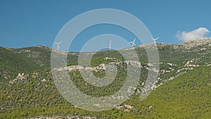 Multiple wind turbines on Mount Cithaeron in central Greece