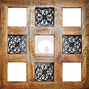 Multiple wooden empty frame positions