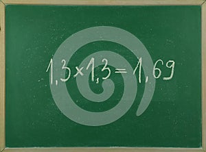 Multiplication of numbers with a decimal notation.