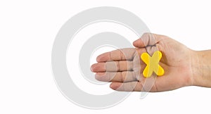 Multiplication operation symbol in hand - Text space