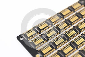 Multiplied printed circuit boards PCB isolated on the white background. PCB assembly