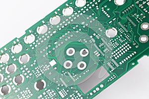 Multiplied printed circuit boards PCB isolated on the white background. PCB assembly