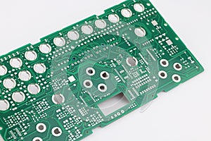 Multiplied printed circuit boards PCB isolated on the white background. PCB assembly