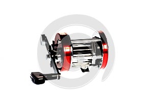 Multiplier Fishing Reel on White.