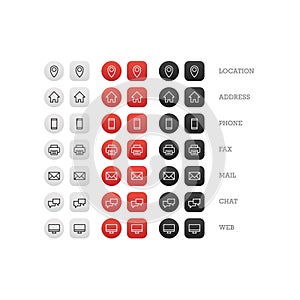 Multipurpose business card icon set of web icons for business, finance and communication