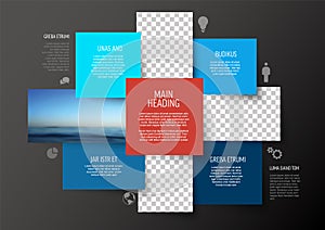 Multipurpose dark infographic template with photo placeholder