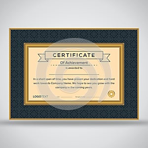 Multipurpose framed grey and beige certificate