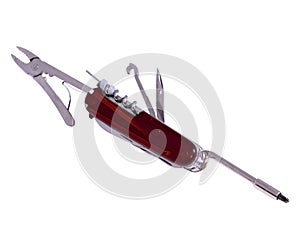 Multipurpose penknife or knife isolated over white