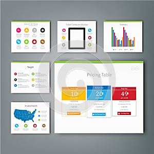 Multipurpose template for presentation slides with graphs and charts