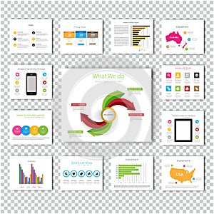 Multipurpose template for presentation slides with graphs and charts