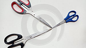 multipurpose used paper scissors of various sizes