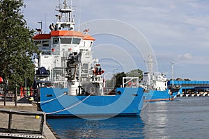 Multipurpose vessels anchored in Gdansk port