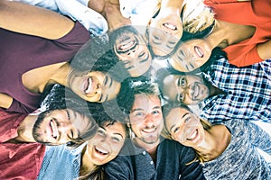 Multiracial best friends millennials taking selfie outdoors