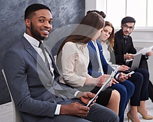 Multiracial business people preparing for job interview