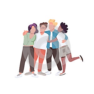 Multiracial community flat color vector faceless characters