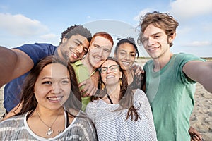 Multiracial Friends at Beach