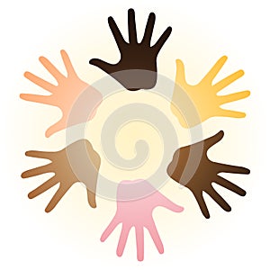 Multiracial hands photo