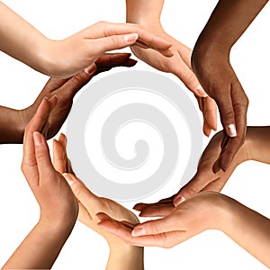 Multiracial Hands Making a Circle photo