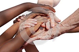Multiracial hands photo
