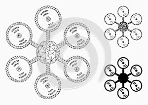 Multirotor Vector Mesh Wire Frame Model and Triangle Mosaic Icon