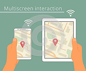 Multiscreen interaction. Synchronization of