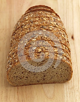Multiseed bread on wooden board