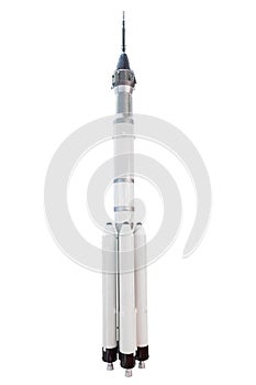 Multistage space rocket isolated on a white background