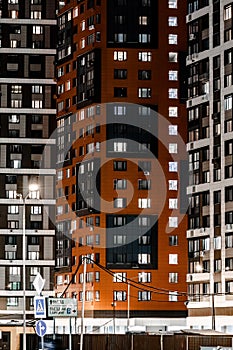 multistorey apartment buildings at night