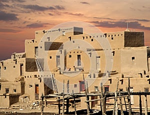 Multistoried taos pueblo