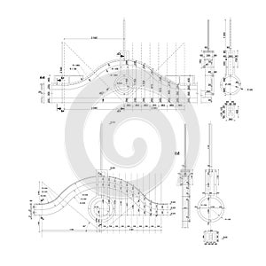 Multistory building facades, detailed architectural technical drawing