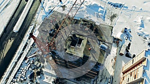 Multistory residential building in progress in a top view