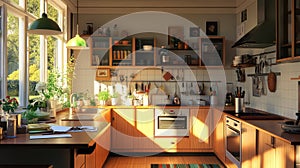 multitask doing homework in kitchen