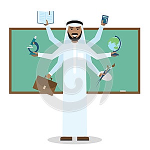 Multitasking arabian man.