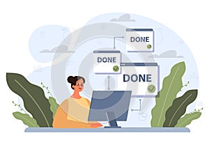 Multitasking concept. Effective and successful office worker