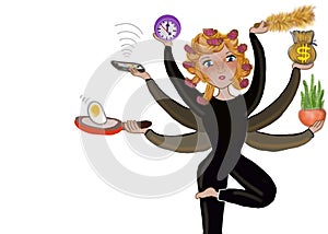 Multitasking mom  isolated