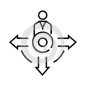Multitasking position line icon, concept sign, outline vector illustration, linear symbol.