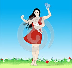 Multitasking super mother