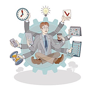 Multitasking worker performing different tasks in the same time