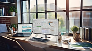 multitasking working at home desk