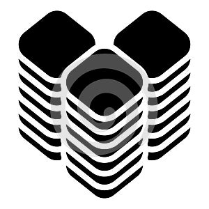 Multitier, layered icon for computing, or generic stack theme. Harddisk, harddrive icon, symbol