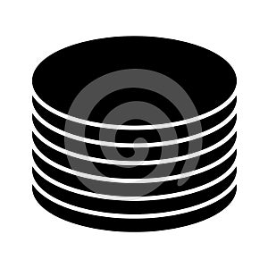 Multitier, layered icon for computing, or generic stack theme. Harddisk, harddrive icon, symbol