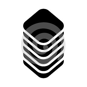 Multitier, layered icon for computing, or generic stack theme. Harddisk, harddrive icon, symbol