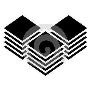 Multitier, layered icon for computing, or generic stack theme. Harddisk, harddrive icon, symbol