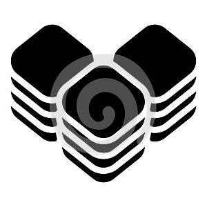 Multitier, layered icon for computing, or generic stack theme. Harddisk, harddrive icon, symbol