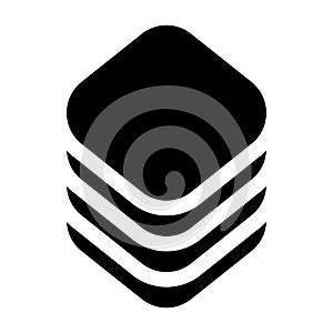 Multitier, layered icon for computing, or generic stack theme. Harddisk, harddrive icon, symbol