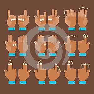 Multitouch gesture hands icons set photo